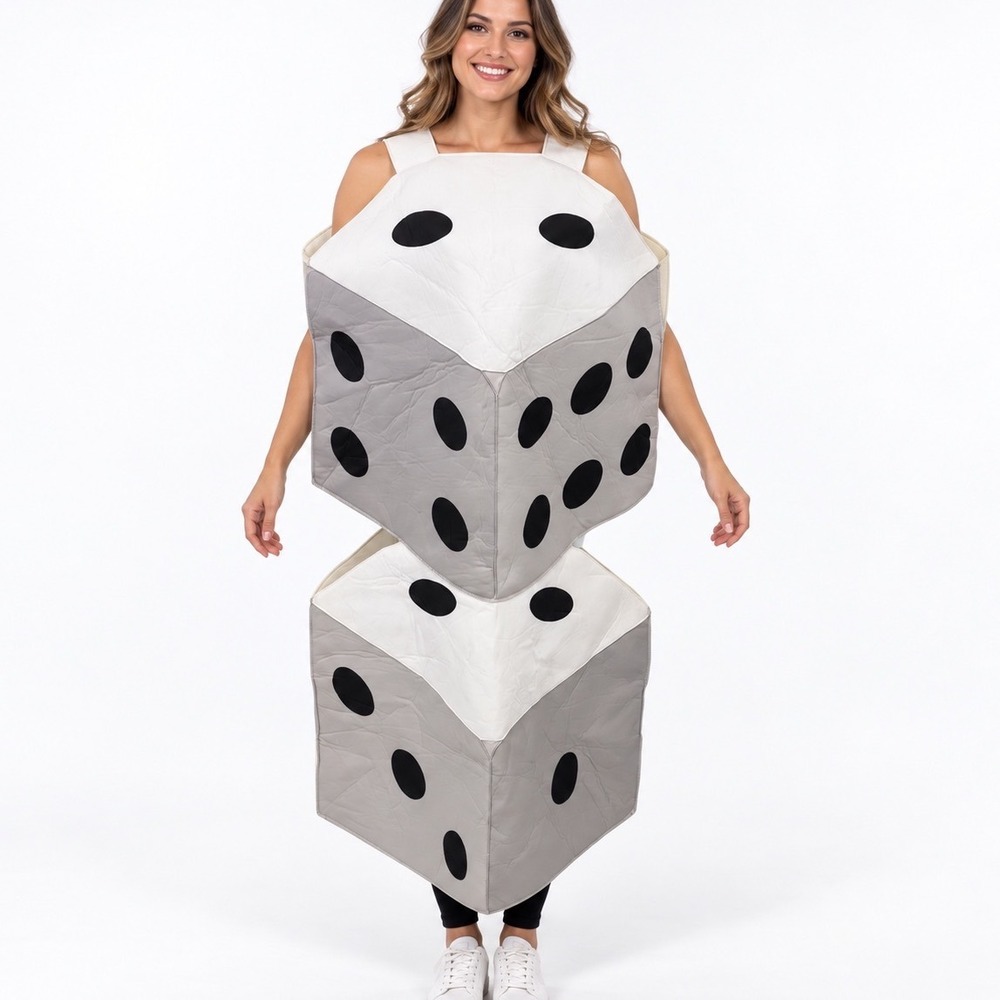 Hauntlook Pair of Dice Halloween Costume Tunic Adult One Size White Grey Black